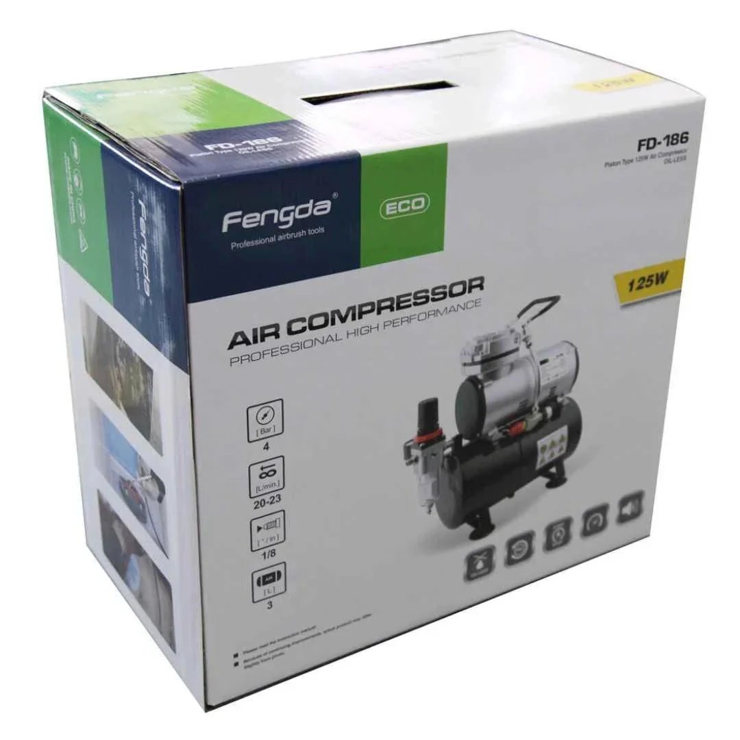 Aérographe succion BD-128 + compresseur AS-186 + accesoires