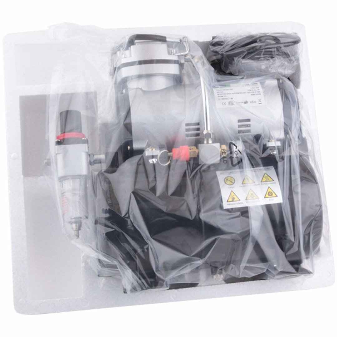 Aérographe simple action BD-138 et compresseur avec cuve AS-186 avec accessoires