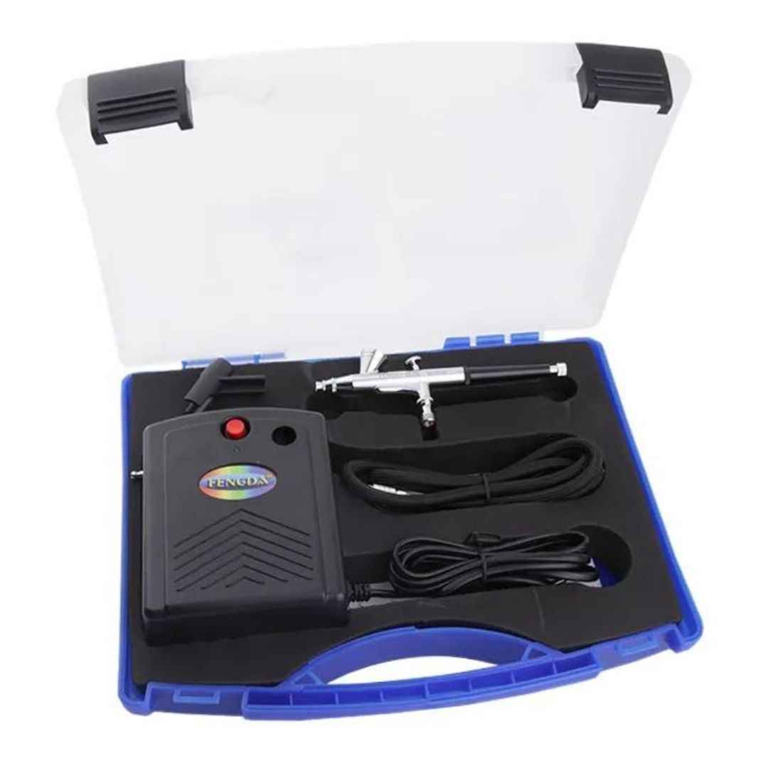 Aérographe double action et Mini compresseur avec valise intégré