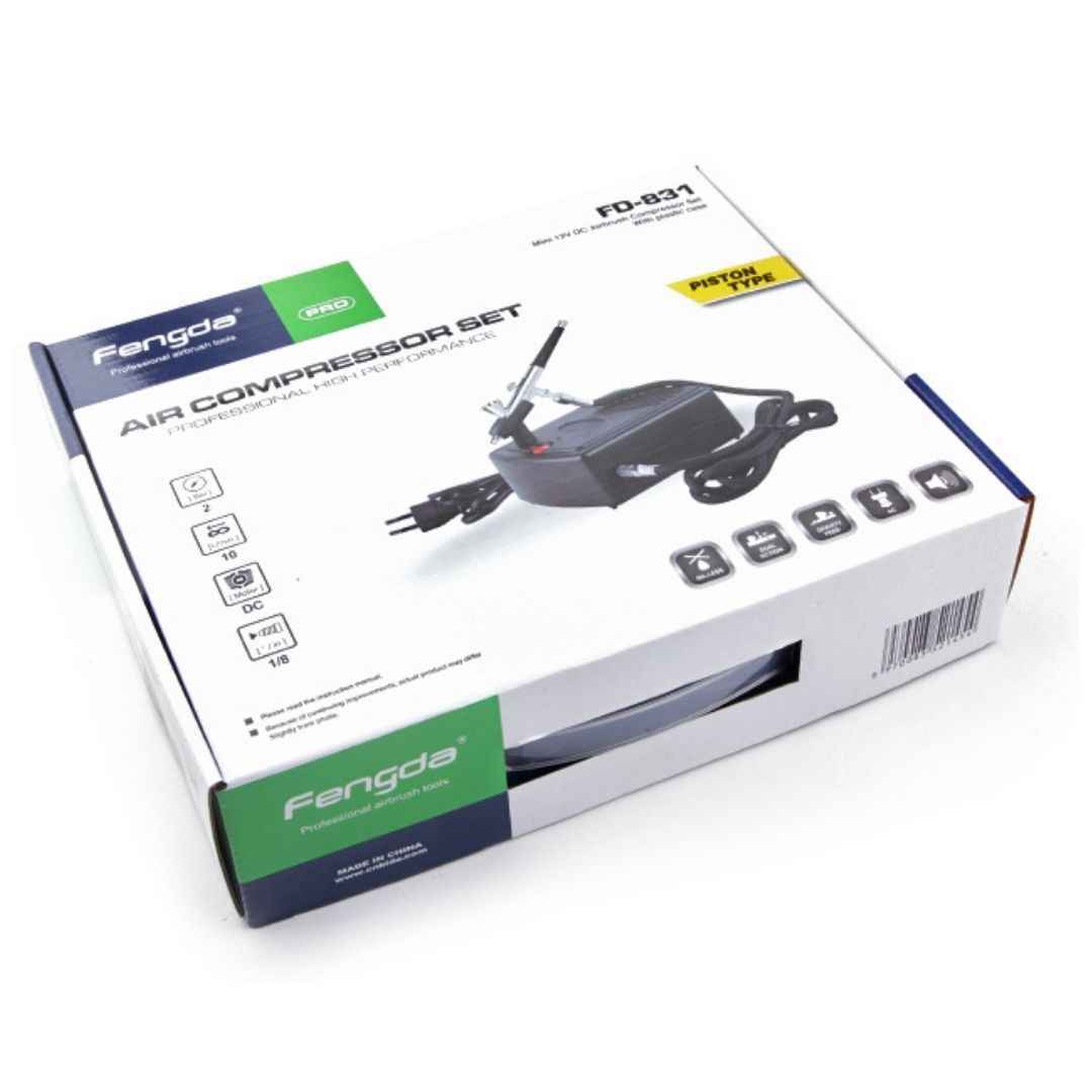 Aérographe double action et Mini compresseur avec valise intégré