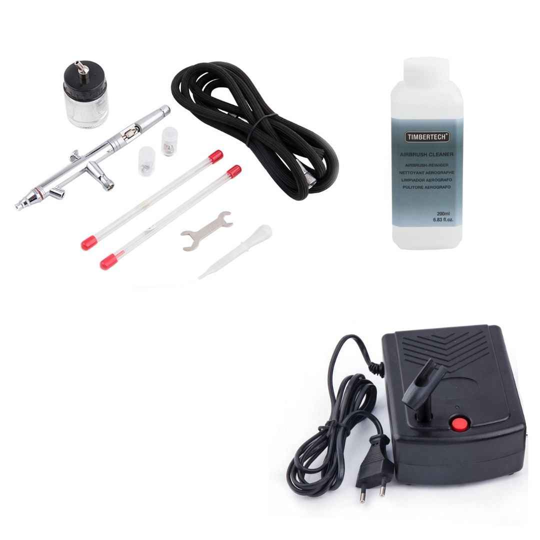 Aérographe BD-182K + mini compresseur + nettoyant et pot de purge