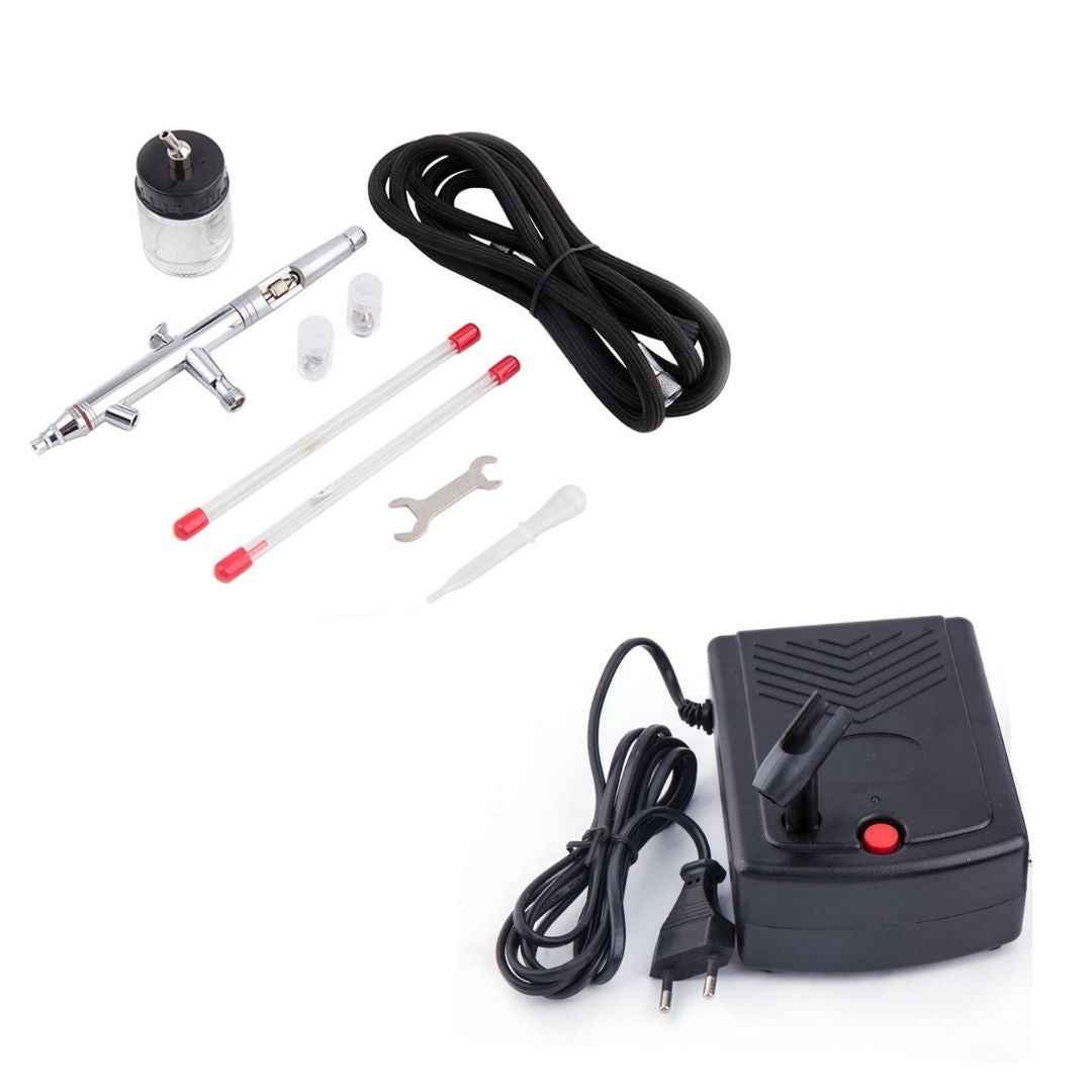 Aérographe BD-182K + mini compresseur + nettoyant et pot de purge
