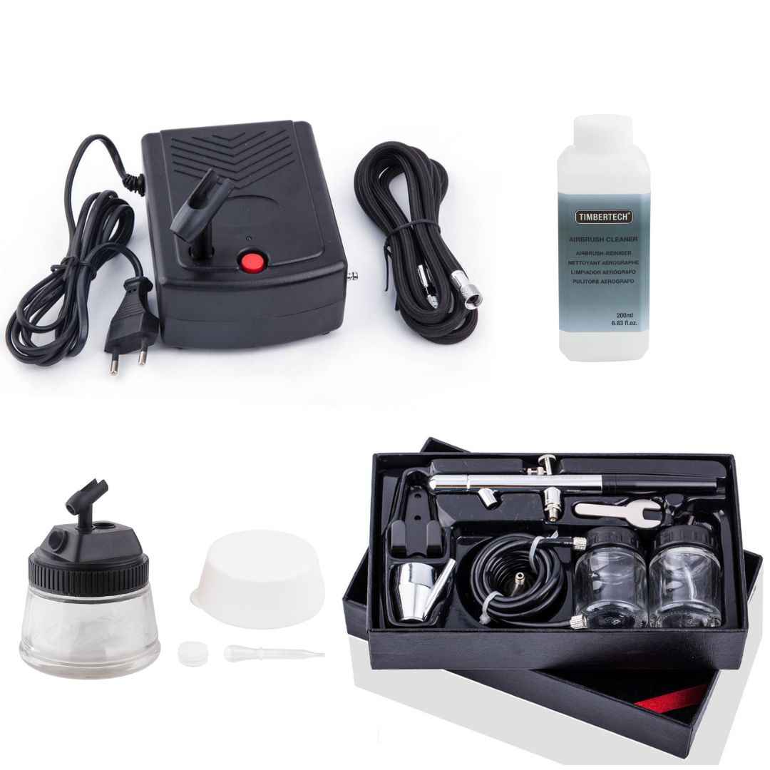 Aérographe BD-128 double action, mini compresseur et accessoires