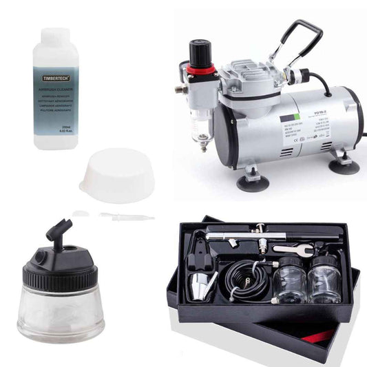 Aérographe BD-128 par succion et compresseur FD-18-2 avec accessoires