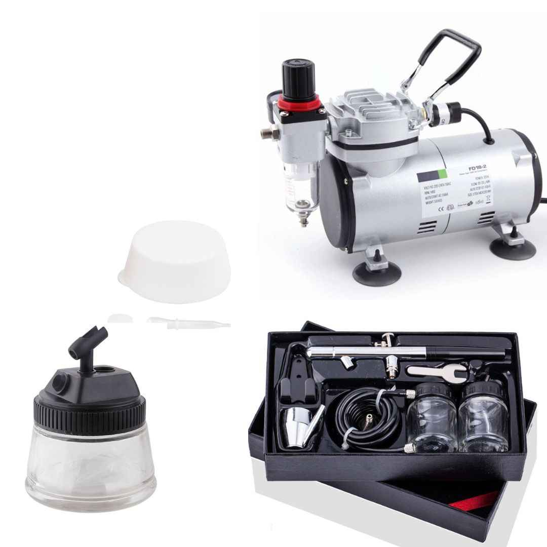 Aérographe BD-128 par succion et compresseur FD-18-2 avec accessoires